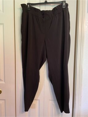 Worthington Black Elastic-Waist Straight-Leg Trousers